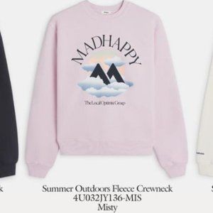 Madhappy Local Optimist Summer Outdoors, fleece crewneck sweatshirt, Large Misty